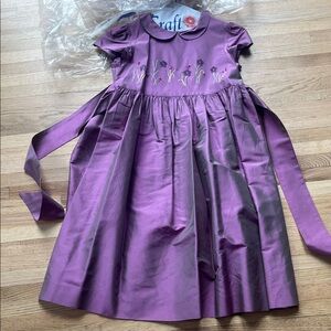 Purple Silk Dress with Floral Embroidery, 8